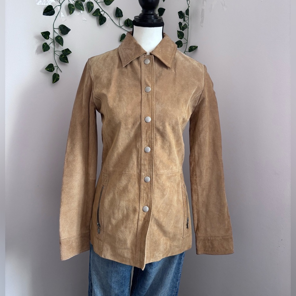 Vintage Smart Set Tan Suede Women's Spring Jacket Size XS Leather